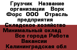 Грузчик › Название организации ­ Ворк Форс, ООО › Отрасль предприятия ­ Складское хозяйство › Минимальный оклад ­ 27 000 - Все города Работа » Вакансии   . Калининградская обл.,Светловский городской округ 
